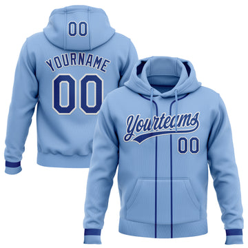 Custom Stitched Light Blue Royal-White Baseball Pullover Sweatshirt Hoodie