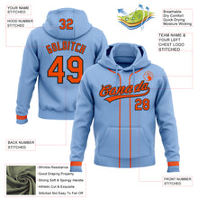 Load image into Gallery viewer, Custom Stitched Light Blue Orange-Black Baseball Pullover Sweatshirt Hoodie
