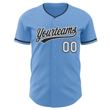 Laden Sie das Bild in den Galerie-Viewer, Custom Light Blue Black-White Authentic Baseball Jersey
