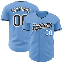 Laden Sie das Bild in den Galerie-Viewer, Custom Light Blue Black-White Authentic Baseball Jersey
