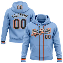 Load image into Gallery viewer, Custom Stitched Light Blue Black White-Orange Baseball Pullover Sweatshirt Hoodie
