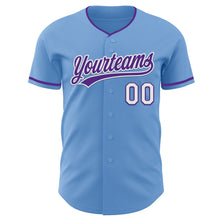 Загрузить изображение в средство просмотра галереи, Custom Light Blue Purple-White Authentic Baseball Jersey
