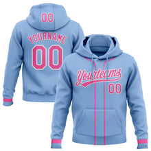 Load image into Gallery viewer, Custom Stitched Light Blue Pink-White Baseball Pullover Sweatshirt Hoodie
