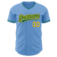 Загрузить изображение в средство просмотра галереи, Custom Light Blue Kelly Green-Yellow Authentic Baseball Jersey
