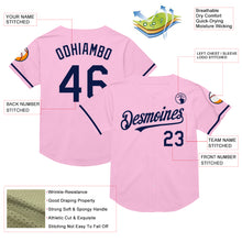 Load image into Gallery viewer, Custom Light Pink Navy Mesh Authentic Throwback Baseball Jersey
