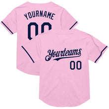 Charger l&#39;image dans la galerie, Custom Light Pink Navy Mesh Authentic Throwback Baseball Jersey
