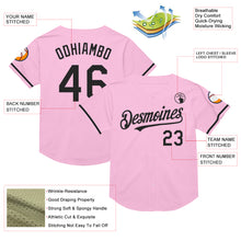 Laden Sie das Bild in den Galerie-Viewer, Custom Light Pink Black Mesh Authentic Throwback Baseball Jersey
