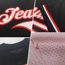 Charger l&#39;image dans la galerie, Custom Light Pink Orange-Black Mesh Authentic Throwback Baseball Jersey
