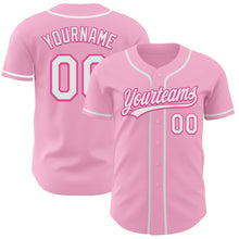 Laden Sie das Bild in den Galerie-Viewer, Custom Light Pink White-Pink Authentic Baseball Jersey
