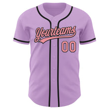 Load image into Gallery viewer, Custom Light Purple Medium Pink-Black Authentic Baseball Jersey

