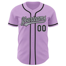 Load image into Gallery viewer, Custom Light Purple Black-Gray Authentic Baseball Jersey
