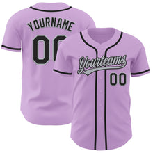 Load image into Gallery viewer, Custom Light Purple Black-Gray Authentic Baseball Jersey

