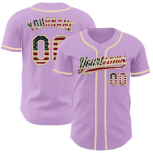 Load image into Gallery viewer, Custom Light Purple Vintage USA Flag-Cream Authentic Baseball Jersey
