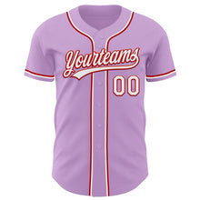 Load image into Gallery viewer, Custom Light Purple White-Red Authentic Baseball Jersey
