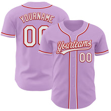 Load image into Gallery viewer, Custom Light Purple White-Red Authentic Baseball Jersey
