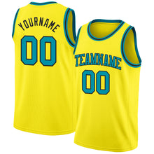 Laden Sie das Bild in den Galerie-Viewer, Custom Light Yellow Teal-Black Authentic Basketball Jersey
