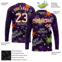 Laden Sie das Bild in den Galerie-Viewer, Custom 3D Pattern Happy Halloween Spiders Long Sleeve Performance T-Shirt
