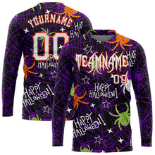 Laden Sie das Bild in den Galerie-Viewer, Custom 3D Pattern Happy Halloween Spiders Long Sleeve Performance T-Shirt
