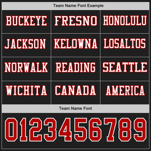 Custom Black Red-White Long Sleeve Authentic Football Jersey
