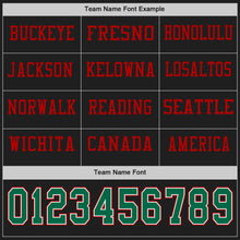 Load image into Gallery viewer, Custom Black Kelly Green White-Red Long Sleeve Authentic Football Jersey
