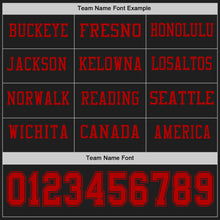 Load image into Gallery viewer, Custom Black Red Long Sleeve Authentic Football Jersey
