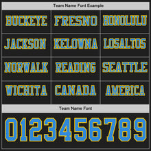 Load image into Gallery viewer, Custom Black Powder Blue-Yellow Long Sleeve Authentic Football Jersey
