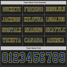 Load image into Gallery viewer, Custom Black Royal-Yellow Long Sleeve Authentic Football Jersey
