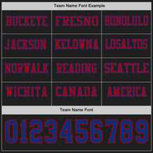 Load image into Gallery viewer, Custom Black Royal-Red Long Sleeve Authentic Football Jersey

