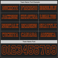 Load image into Gallery viewer, Custom Black Orange Long Sleeve Authentic Football Jersey
