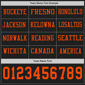 Custom Black Orange Long Sleeve Authentic Football Jersey