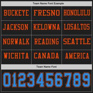 Custom Black Powder Blue-Orange Long Sleeve Authentic Football Jersey