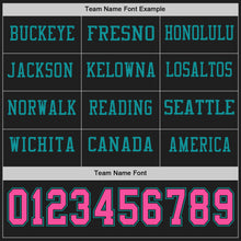 Load image into Gallery viewer, Custom Black Pink-Teal Long Sleeve Authentic Football Jersey
