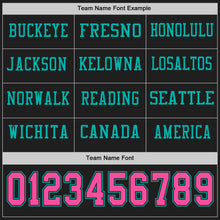 Load image into Gallery viewer, Custom Black Pink-Aqua Long Sleeve Authentic Football Jersey
