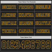Load image into Gallery viewer, Custom Black Gold Long Sleeve Authentic Football Jersey
