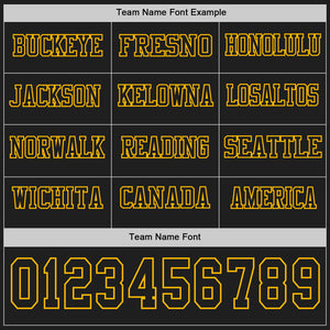 Custom Black Gold Long Sleeve Authentic Football Jersey