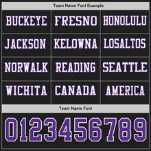 Load image into Gallery viewer, Custom Black Purple-White Long Sleeve Authentic Football Jersey
