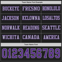 Load image into Gallery viewer, Custom Black Purple-Gray Long Sleeve Authentic Football Jersey
