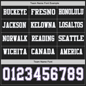 Custom Black White Purple-Gray Long Sleeve Authentic Football Jersey