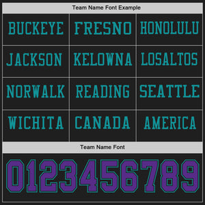Custom Black Purple-Teal Long Sleeve Authentic Football Jersey