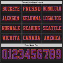 Load image into Gallery viewer, Custom Black Purple-Orange Long Sleeve Authentic Football Jersey
