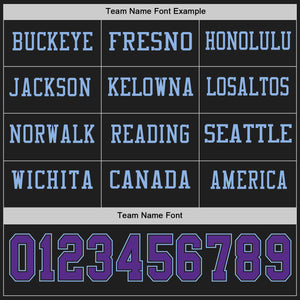Custom Black Purple-Light Blue Long Sleeve Authentic Football Jersey