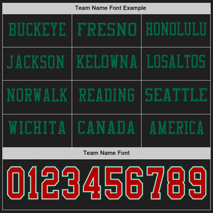 Custom Black Red White-Kelly Green Long Sleeve Authentic Football Jersey