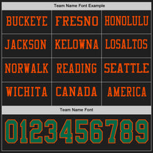 Load image into Gallery viewer, Custom Black Kelly Green-Orange Long Sleeve Authentic Football Jersey
