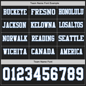 Custom Black White-Light Blue Long Sleeve Authentic Football Jersey