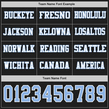 Load image into Gallery viewer, Custom Black Light Blue-White Long Sleeve Authentic Football Jersey
