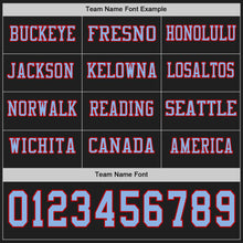 Load image into Gallery viewer, Custom Black Light Blue-Red Long Sleeve Authentic Football Jersey
