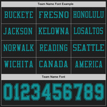 Load image into Gallery viewer, Custom Black Teal Long Sleeve Authentic Football Jersey
