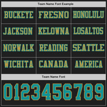 Load image into Gallery viewer, Custom Black Teal-Old Gold Long Sleeve Authentic Football Jersey

