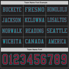Load image into Gallery viewer, Custom Black Crimson-Teal Long Sleeve Authentic Football Jersey
