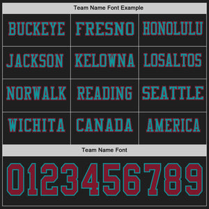 Custom Black Crimson-Teal Long Sleeve Authentic Football Jersey